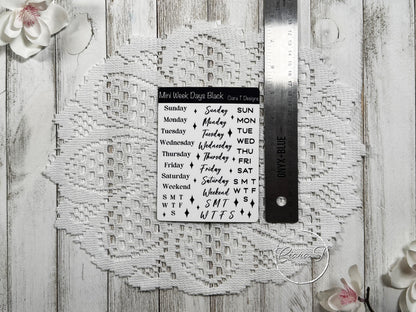 Mini Rainbow Coloured Week Days Sticker Sheet