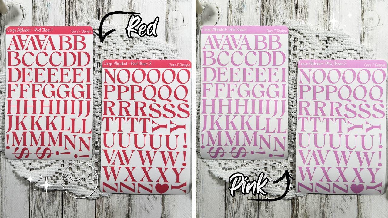 Large Rainbow Coloured Serif Alphabet Sticker Sheet