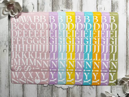 Large Candy Background Serif Alphabet Sticker Sheet