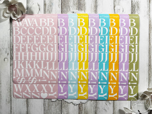 Large Candy Background Serif Alphabet Sticker Sheet
