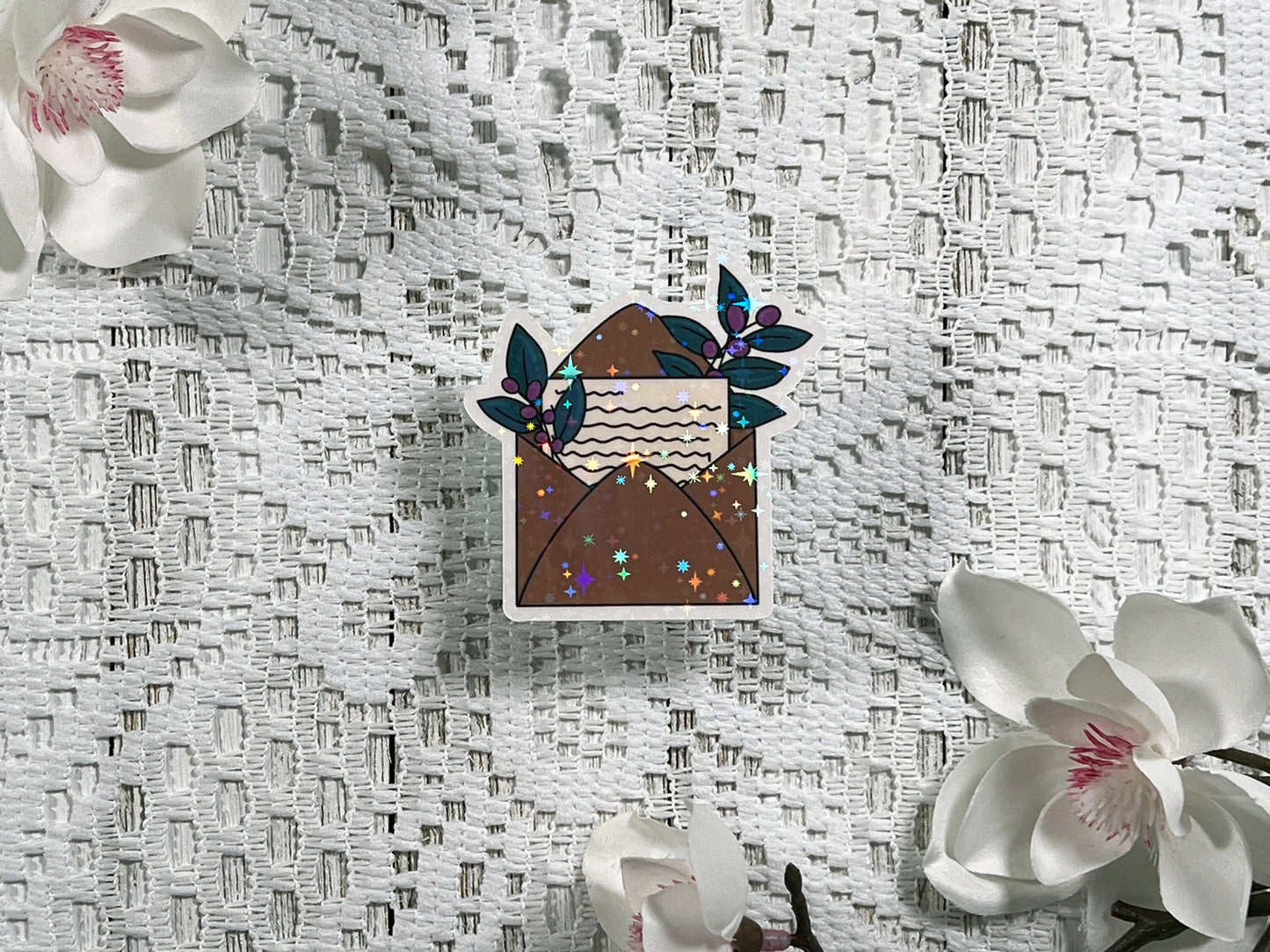 Kraft Floral Envelope Vinyl Sticker