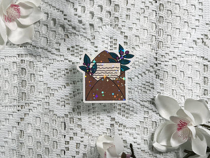 Kraft Floral Envelope Vinyl Sticker