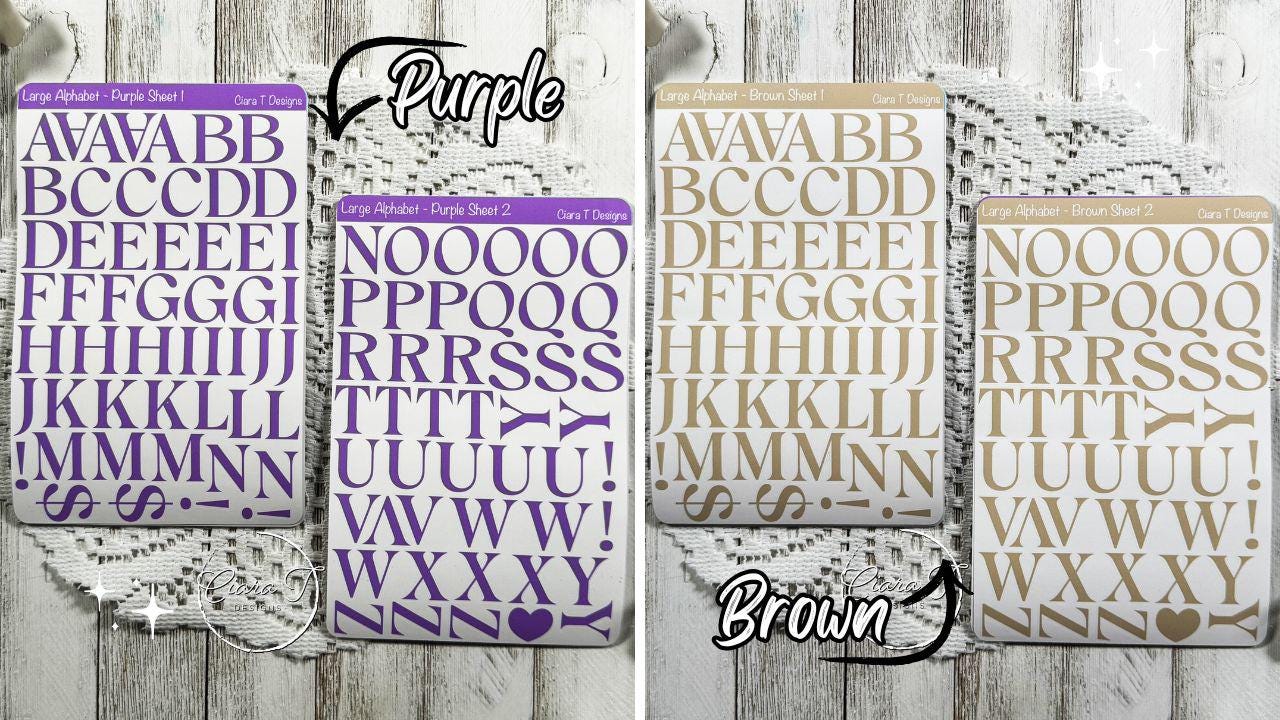 Large Rainbow Coloured Serif Alphabet Sticker Sheet