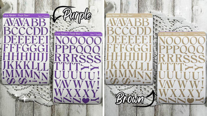 Large Rainbow Coloured Serif Alphabet Sticker Sheet