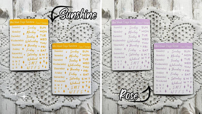 Mini Candy Coloured Week Days Sticker Sheet