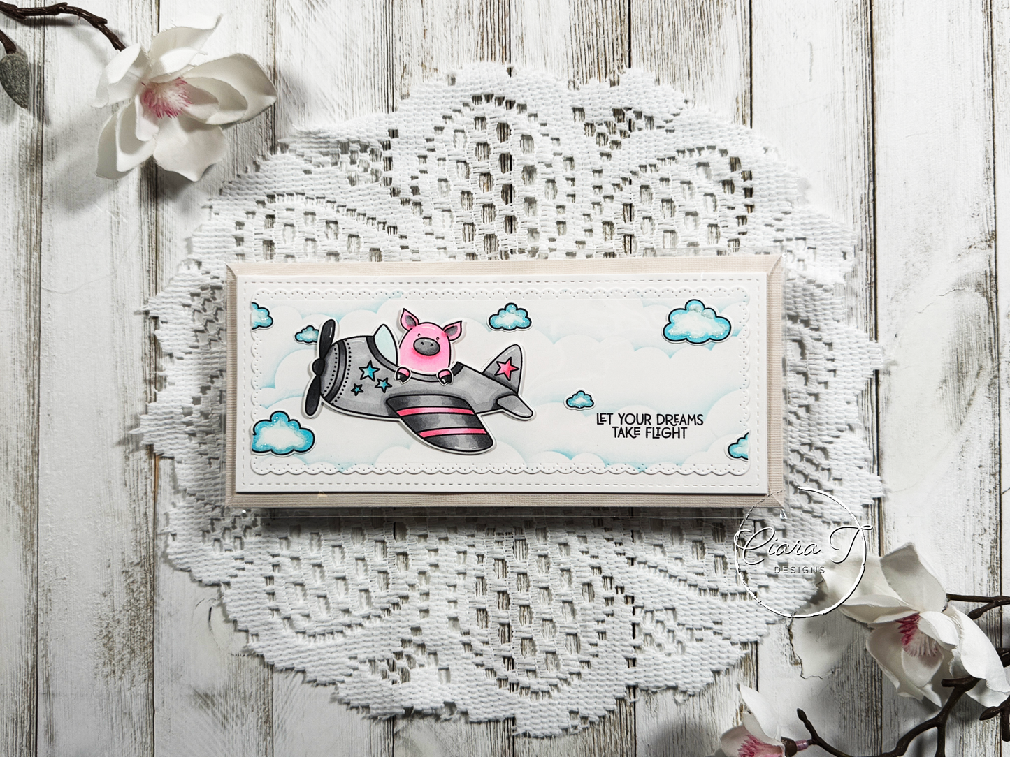 Flying Pig Inspirational Slimline Card