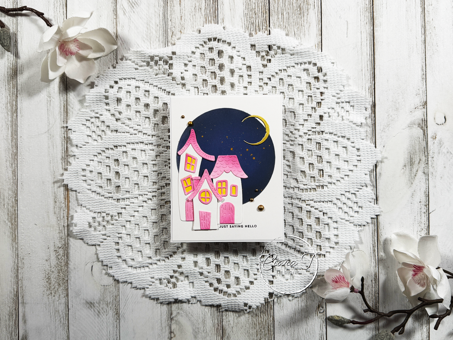 Wonky Houses Saying Hello Card