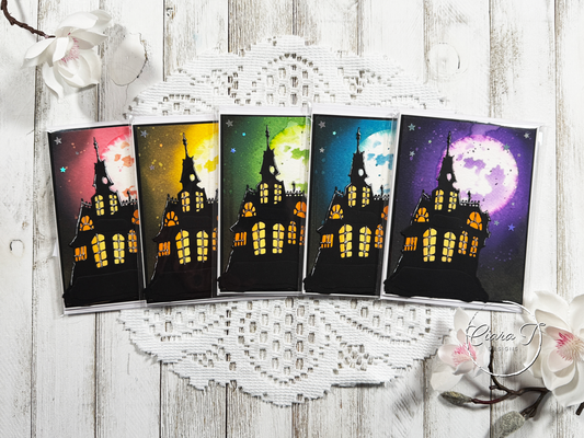 Spooky Houses & Inky Moon Halloween Card *Bundle*
