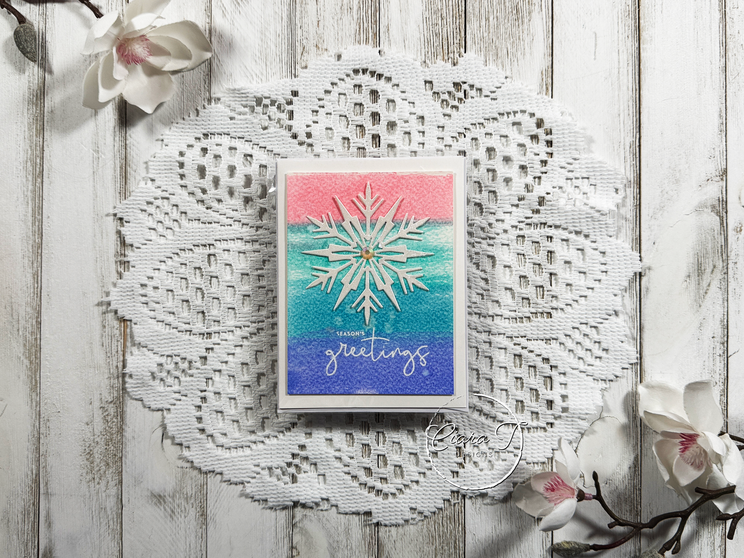 Pink Inky Christmas Card