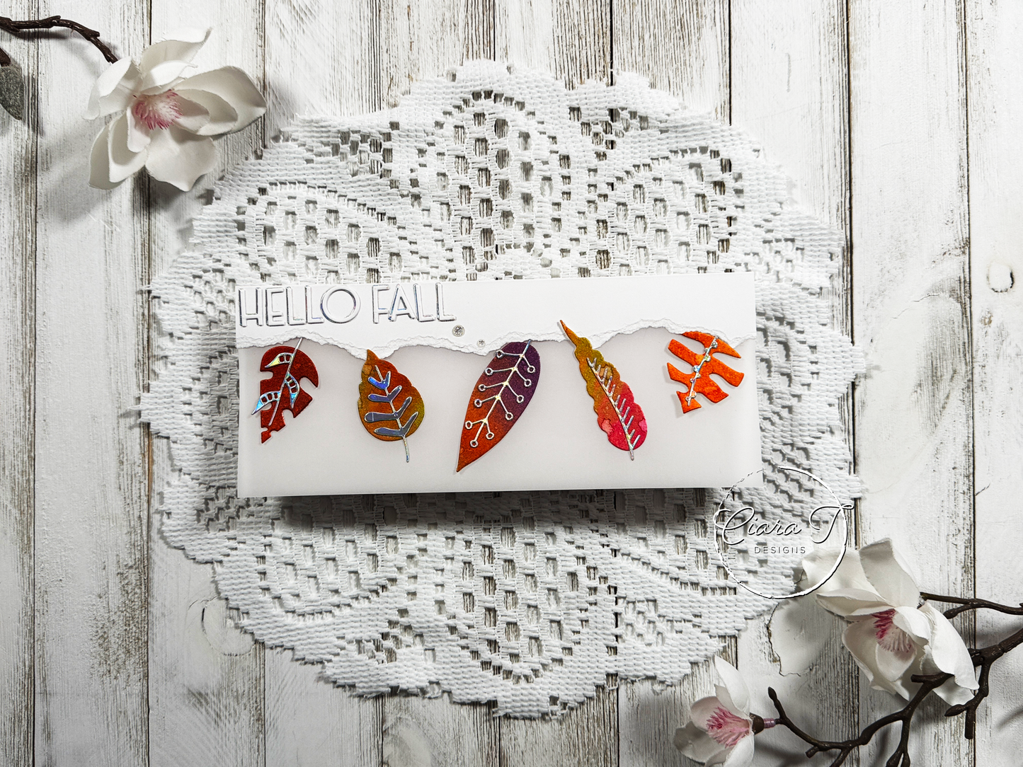 Inky Leaves Miscellaneous Slimline Card