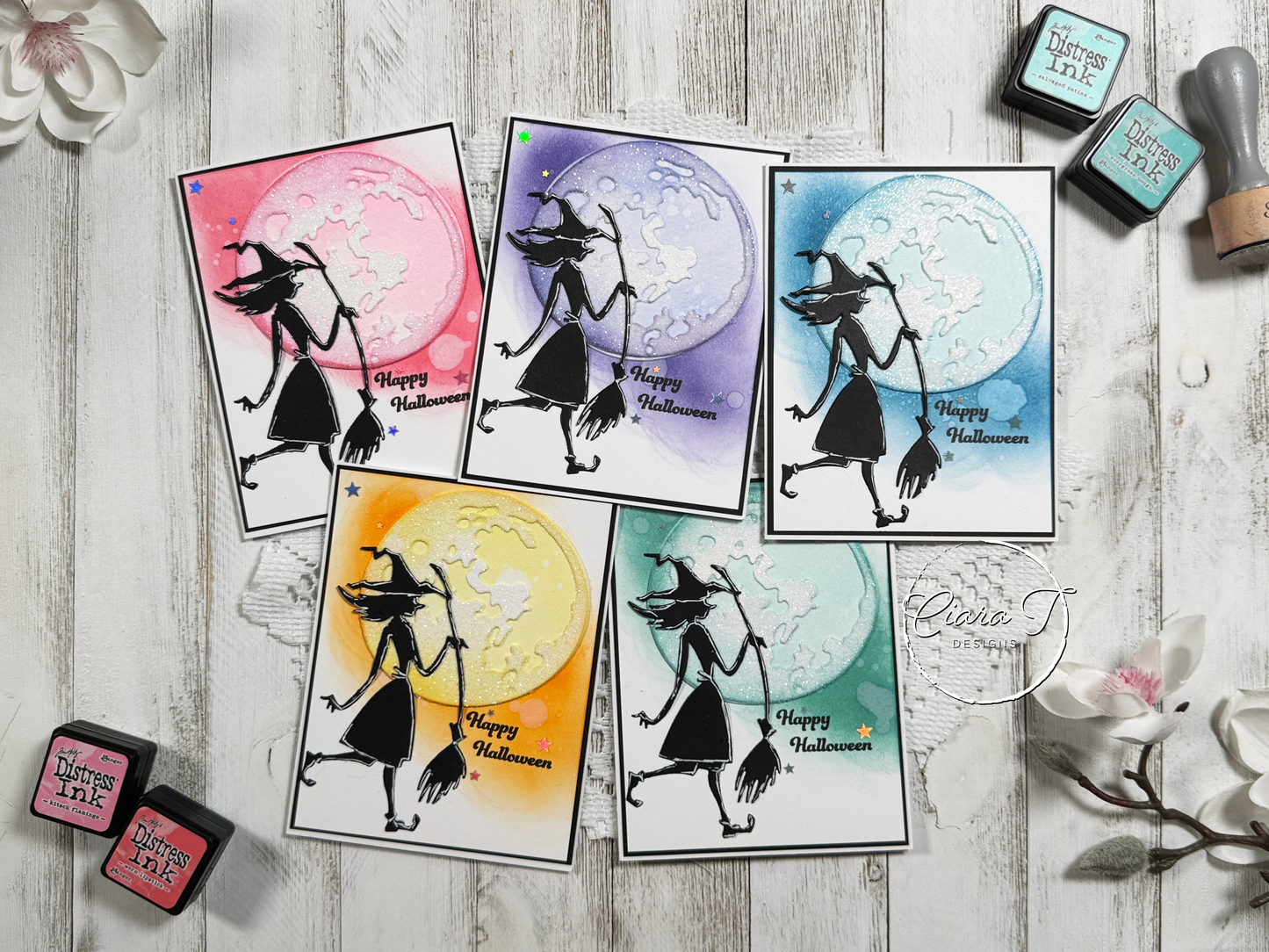 Witch & Glittery Moon Halloween Card *Bundle*