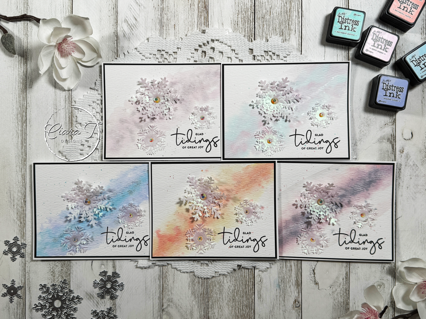 Watercolour & Glitter Snowflake Christmas Card *Bundle*