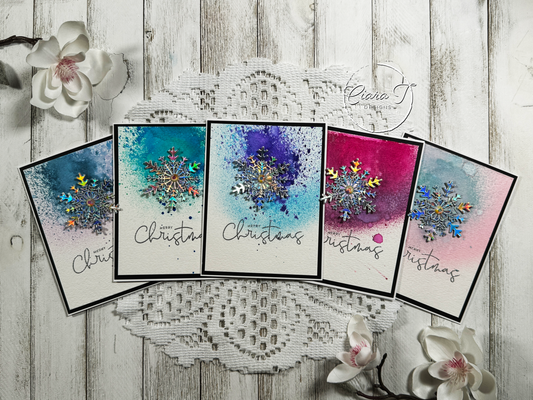Inky & Holographic Small Snowflake Christmas Card *Bundle*