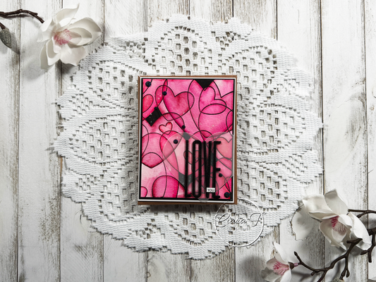 Pink & Black Hearts Valentines Card