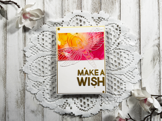 Alcohol Ink & Moth 5x7 Birthday Card