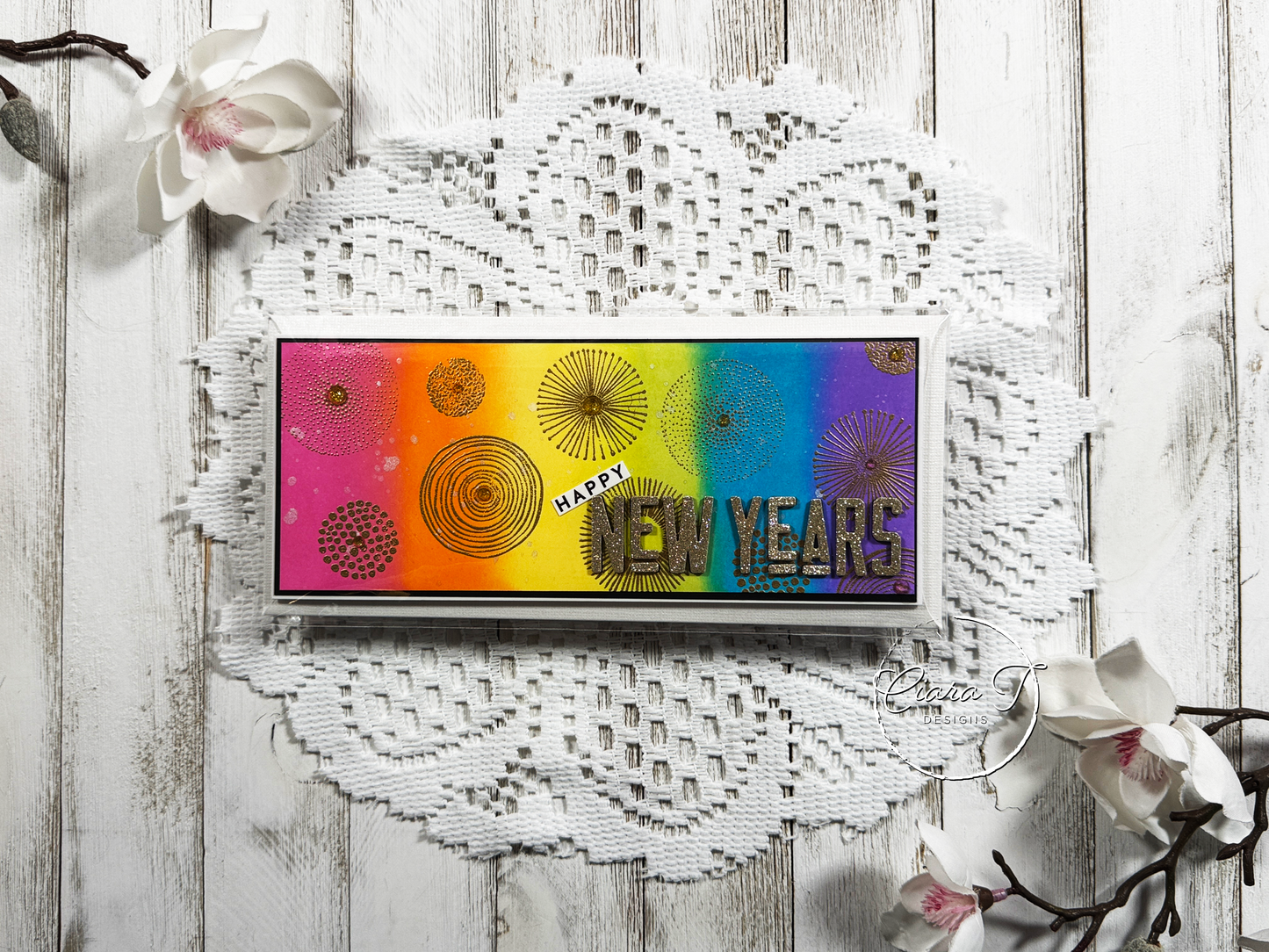 Ink-Blended New Year Slimline Card
