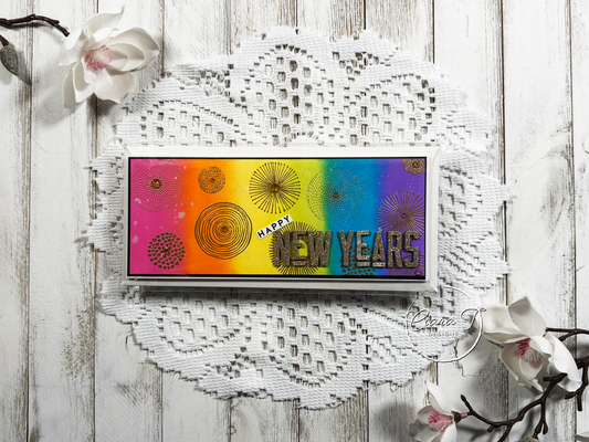 Ink-Blended New Year Slimline Card