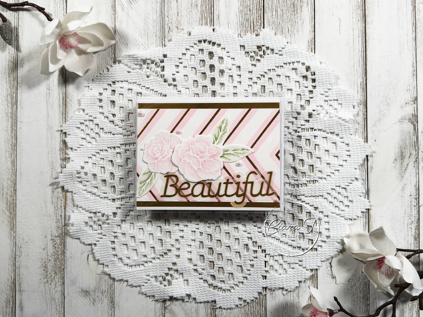 Pink & Gold Rose Miscellaneous Card