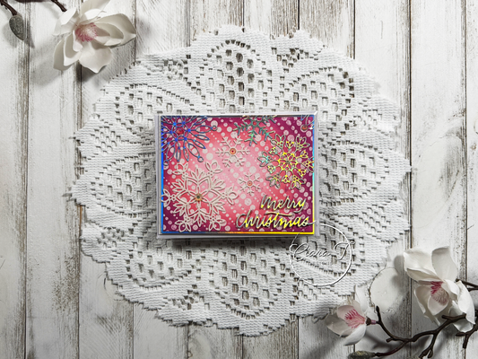 Pink & Purple Ink-Blended Christmas Card