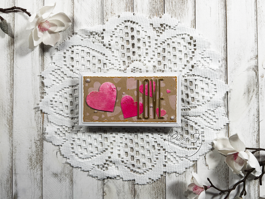 Pink & Gold Valentines Mini Slimline Card