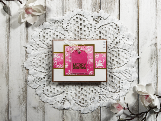 Pink & Gold Tag Christmas Card