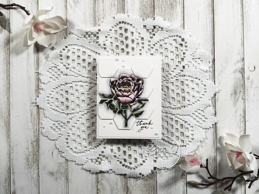 Pink Rose Hex Thank You Card