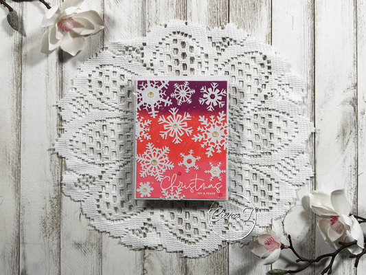 Pink & Purple Ink-Blended Snowflake Christmas Card