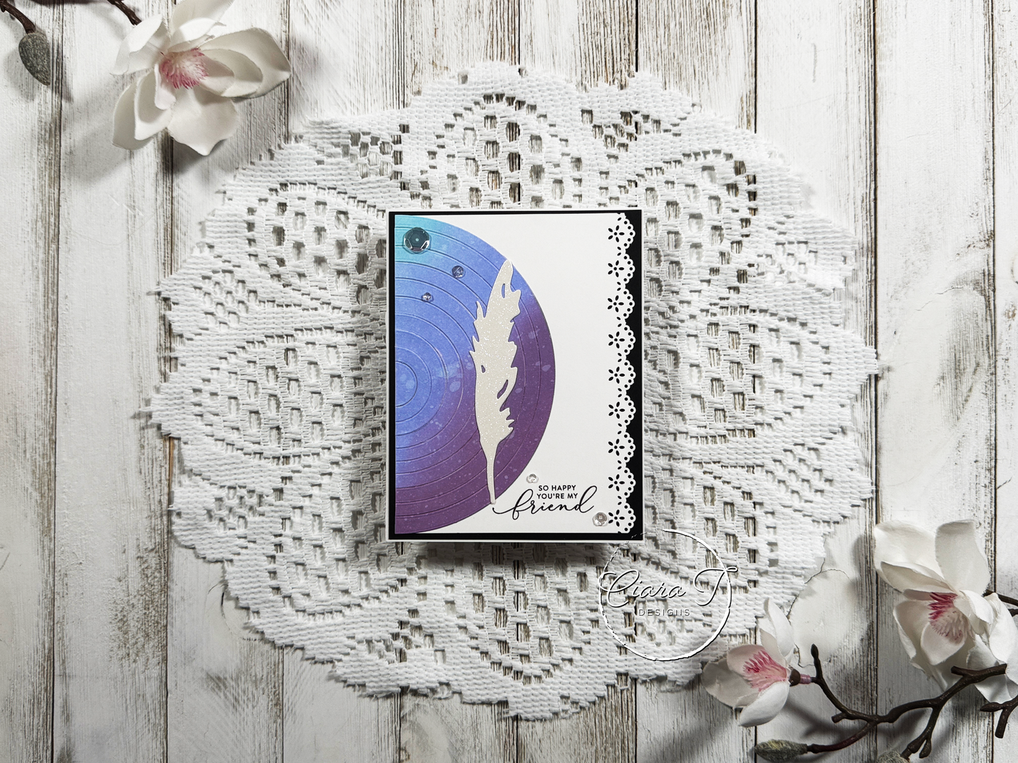 Blue & Purple Feathered Friendship Card