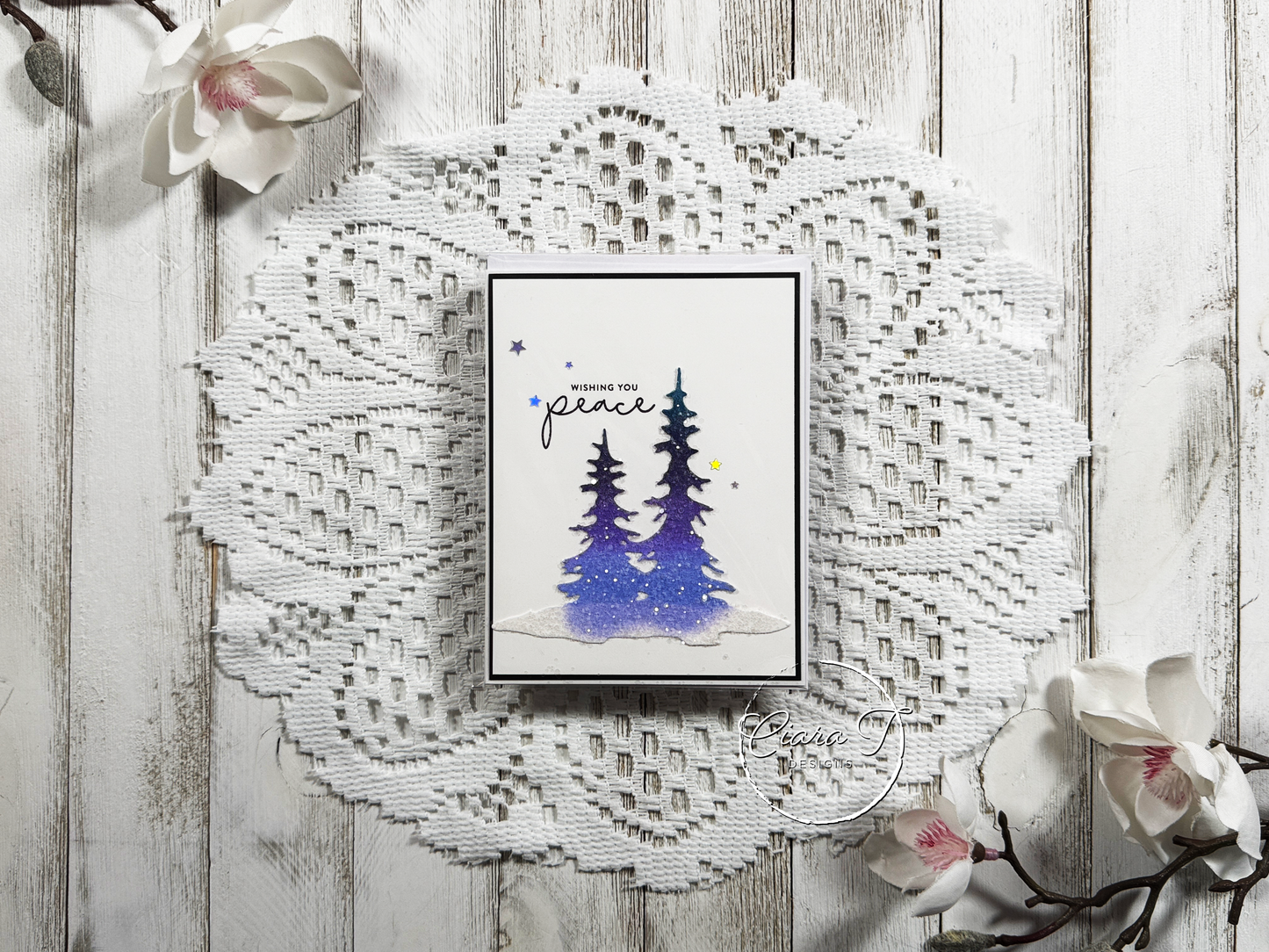 Purple Glitter Trees Christmas Card