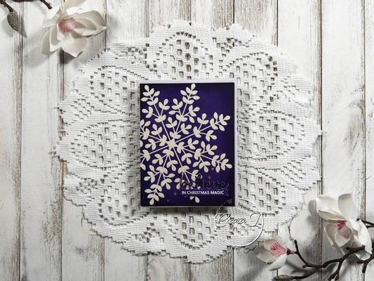 Purple & White Snowflake Christmas Card