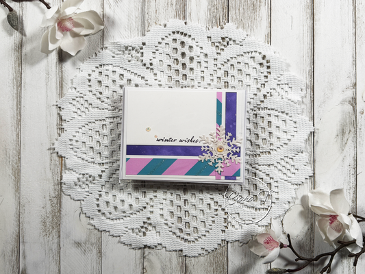 Purple Pattern Paper Strips Christmas Card