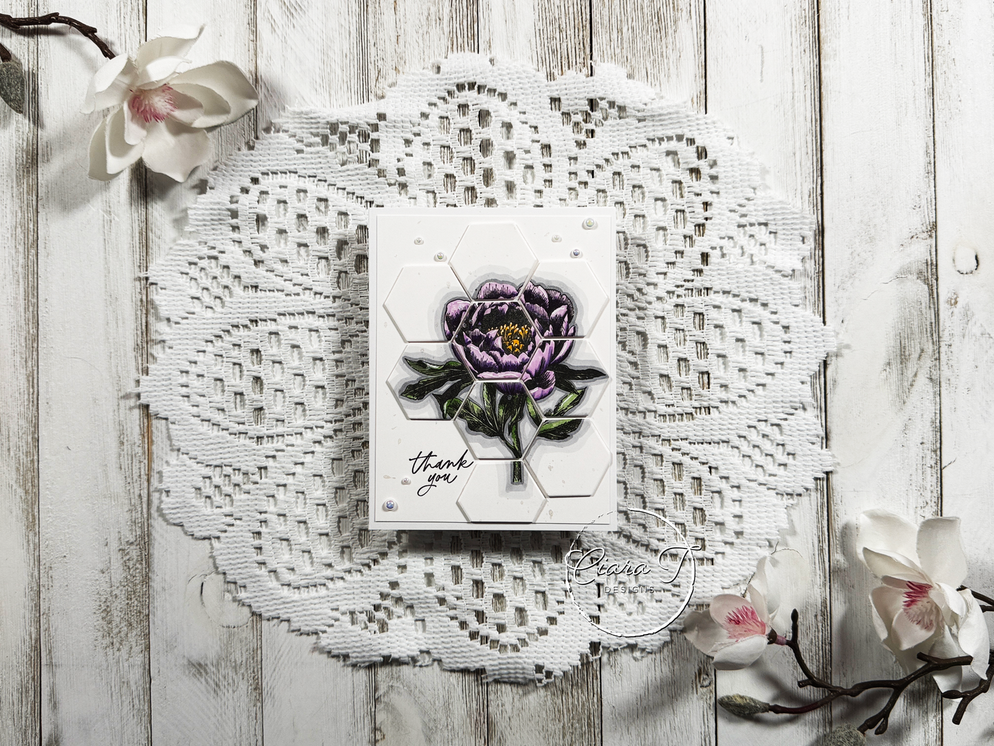 Purple Rose Hex Thank You Card