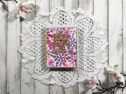Pink & Purple Watercolour Snowflake Christmas Card