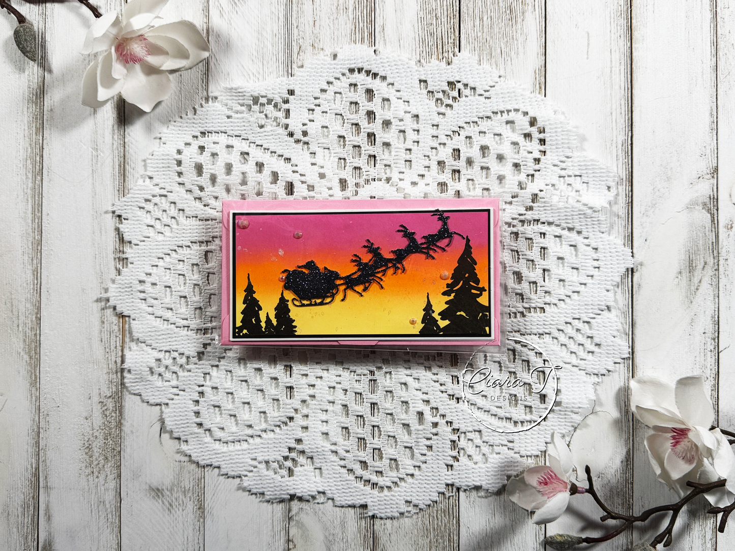 Ink-Blended Santa Silhouette Christmas Mini Slimline Card