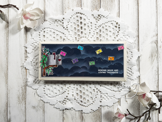 Flying Envelopes Saying Hello Slimline Card