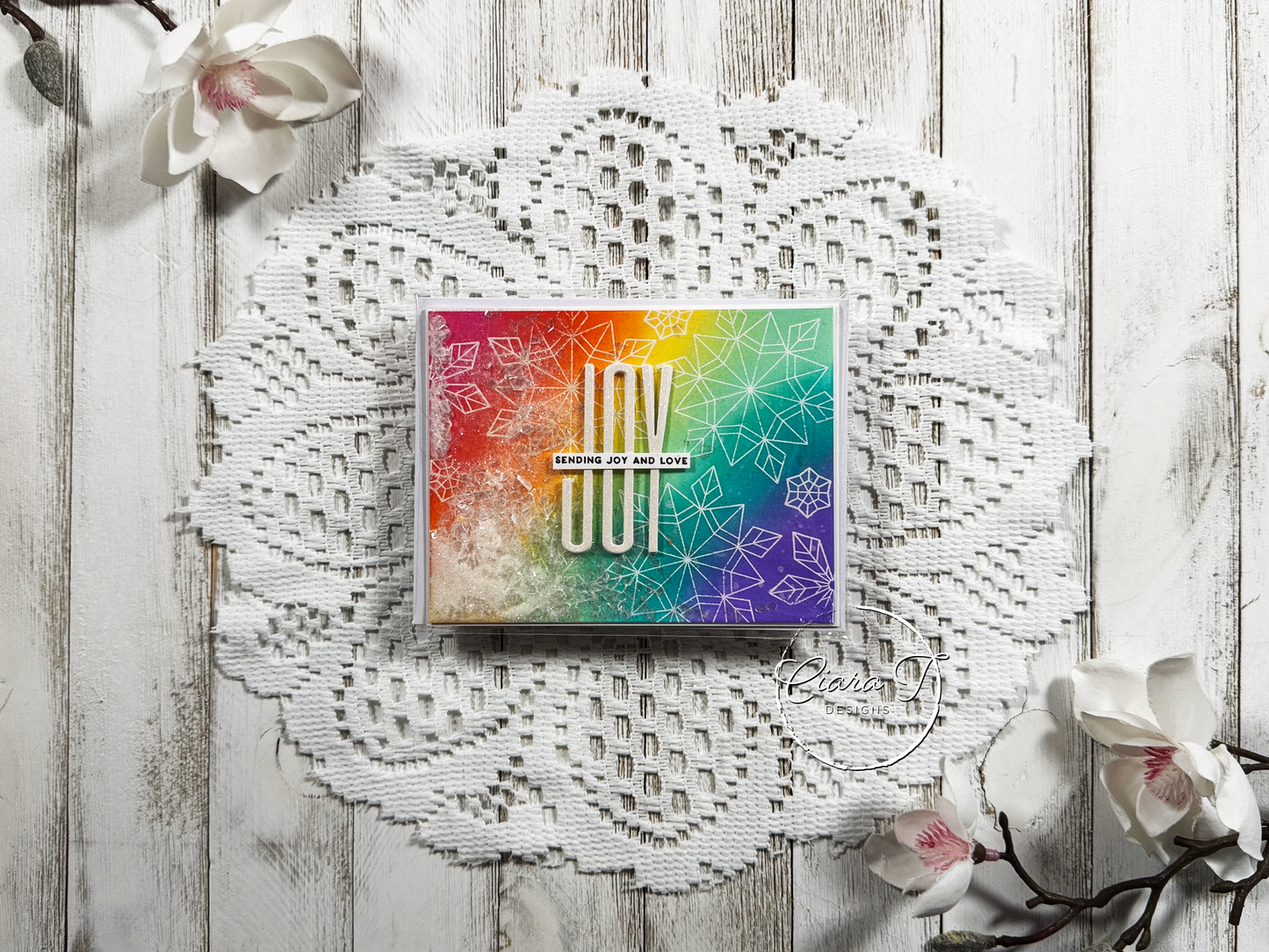 Rainbow Flat Shaker Christmas Card
