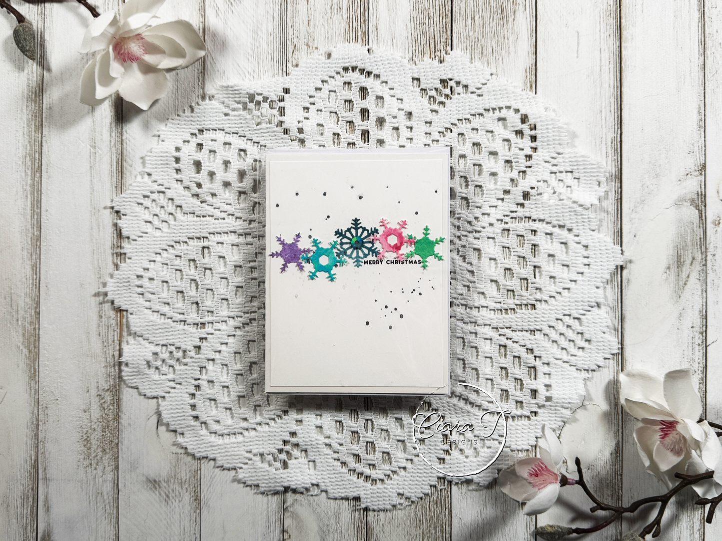 Multi-colour Snowflake Christmas Card