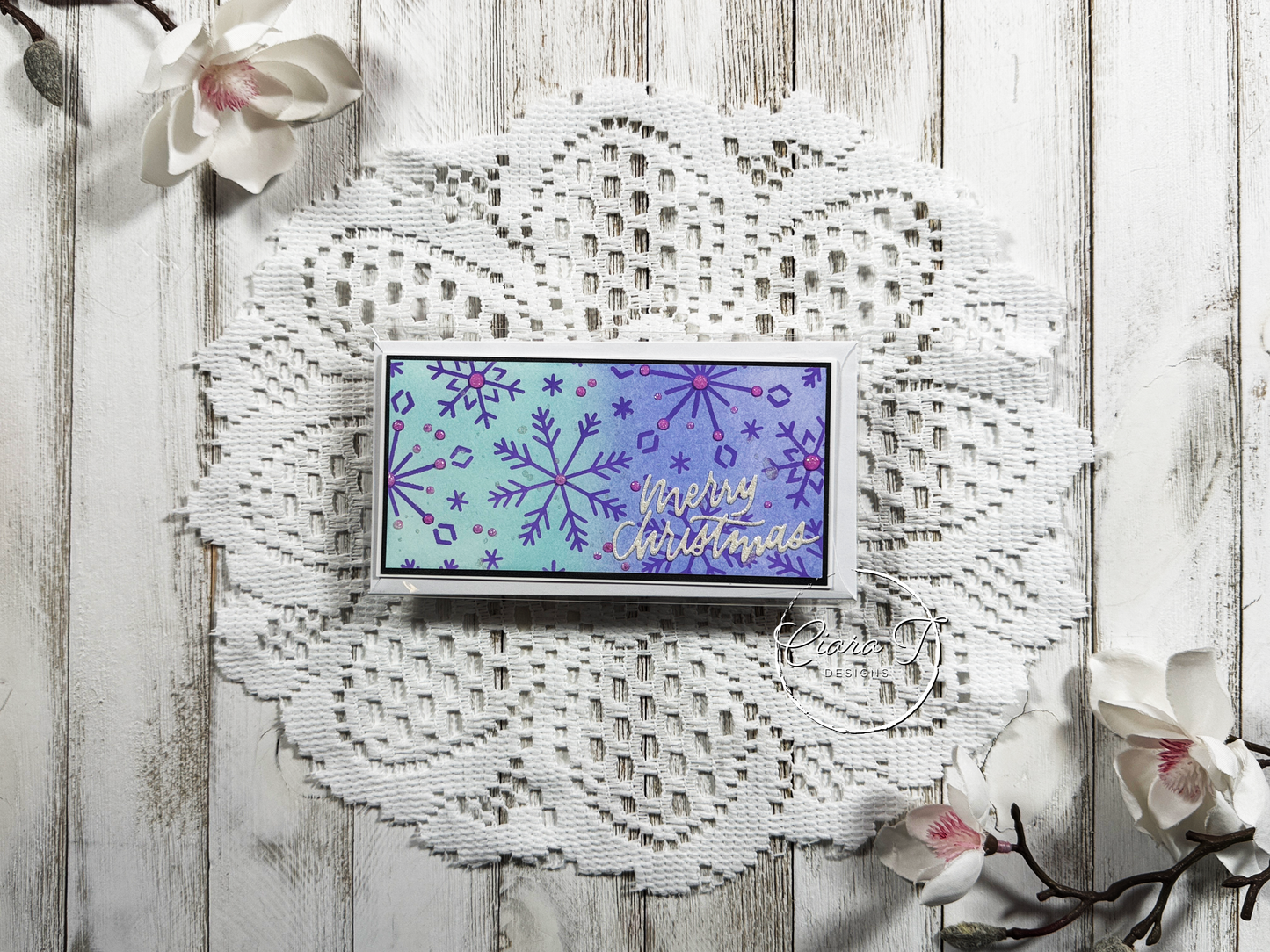 Ink-Blended Purple Christmas Mini Slimline Card
