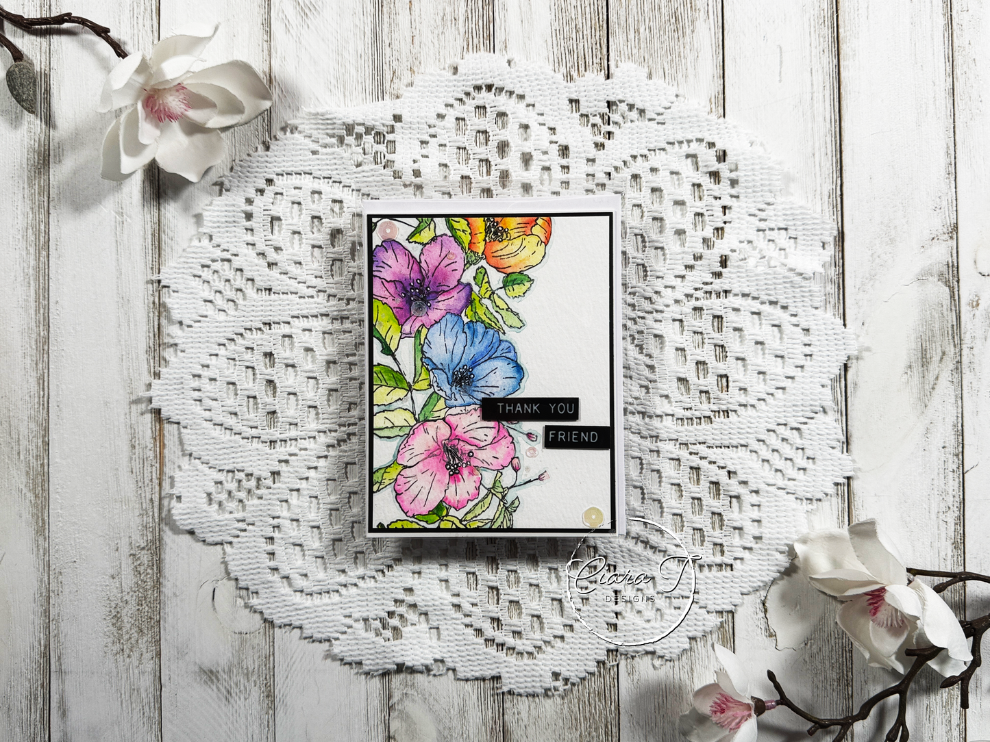 Watercolour Floral Thank You Card