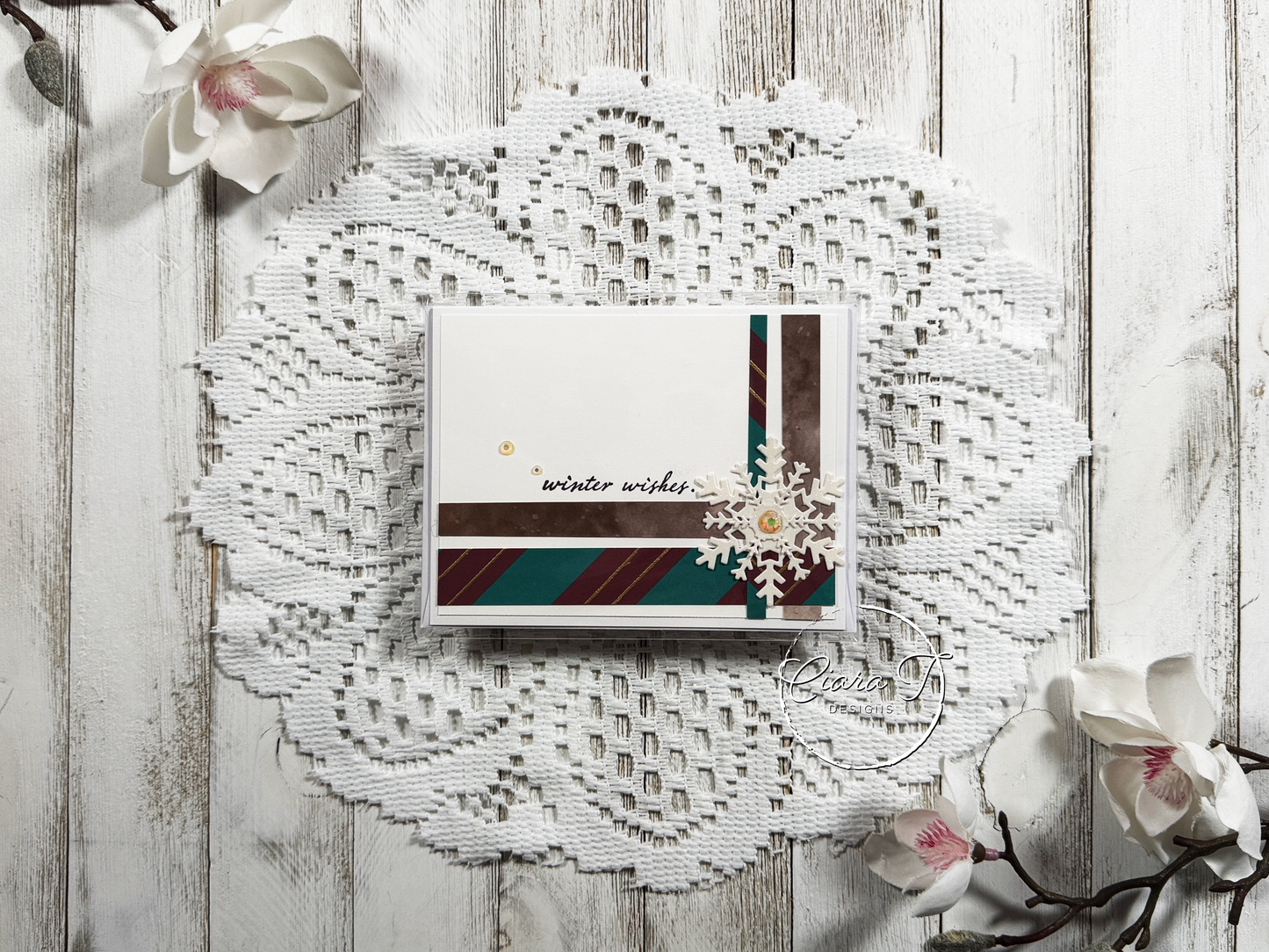 Red Pattern Paper Strips Christmas Card