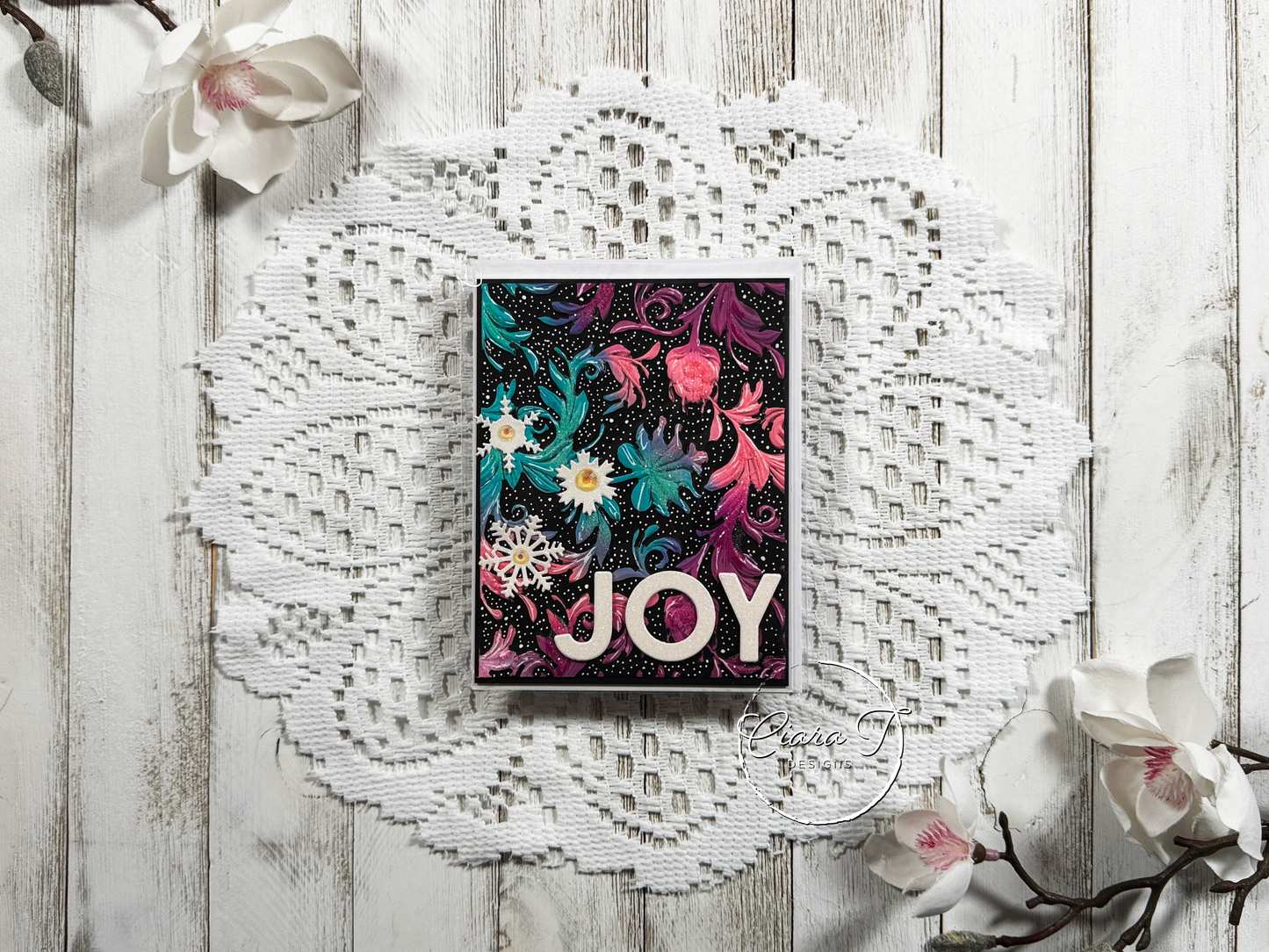 Vibrant Joy Floral Christmas Card