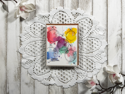 Watercolour Baubles Christmas Card